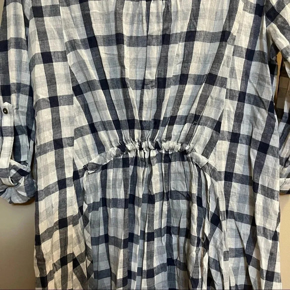 RYU Plaid Button Up Tie Waist Tunic Shirt Belt Lace Size Medium NWT - Picture 7 of 11